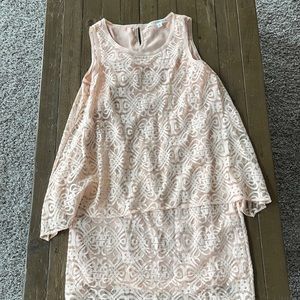 Tiered peach max studio lace overlay dress